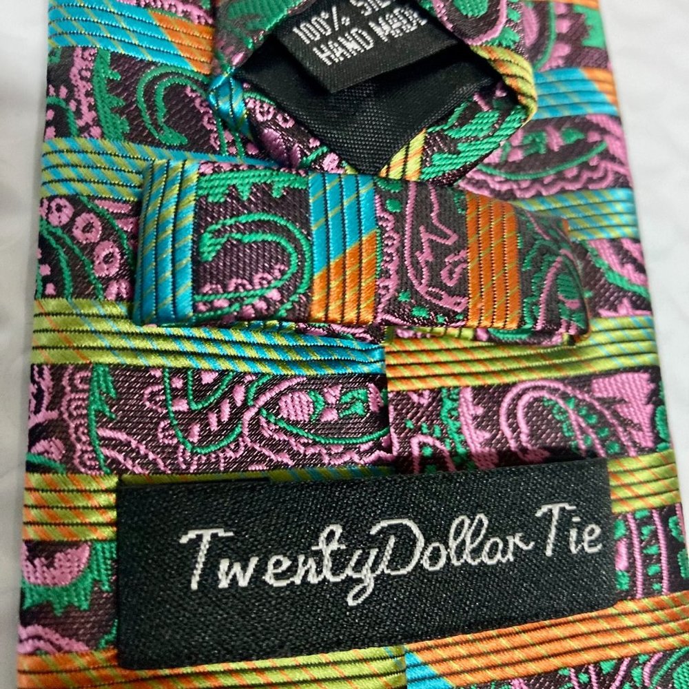 Twenty Dollar Tie, Hand Made, 100% Silk, 3.25x65